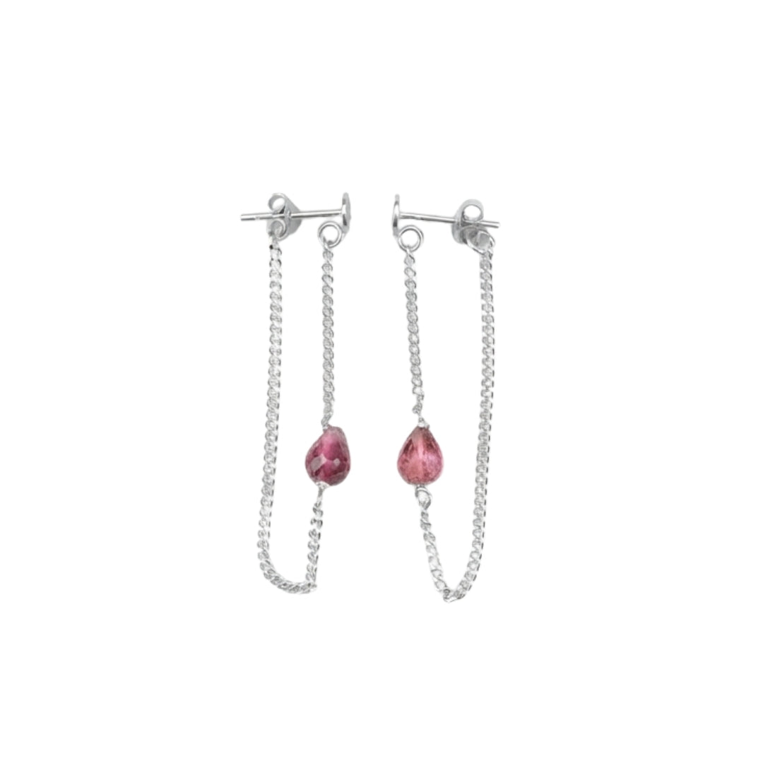 Pink Tourmaline and Chain Earrings (Project Handmade)