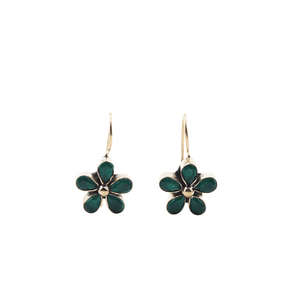 Brass fashion earrings, front view featuring a stylish design and premium brass finish