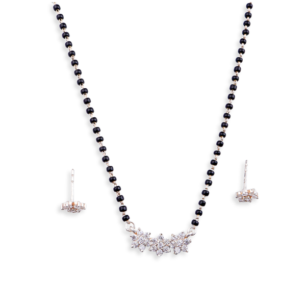 Big CZ Flower Mangalsutra Set | 92.5 Sterling Silver