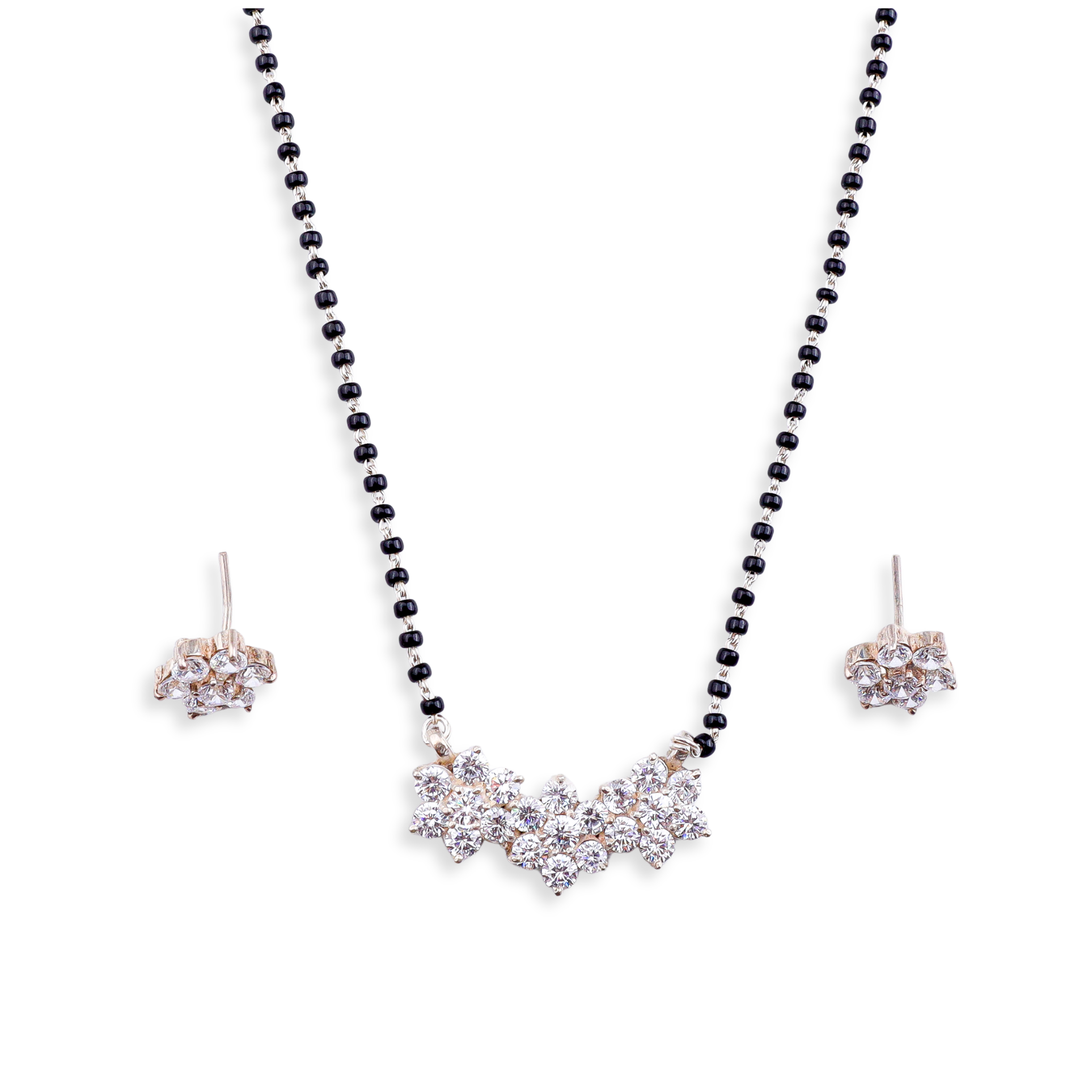 Small CZ Flower Mangalsutra Set | 92.5 Sterling Silver