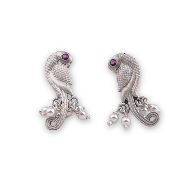 Parrot Earrings with Pearls (Made to Order)