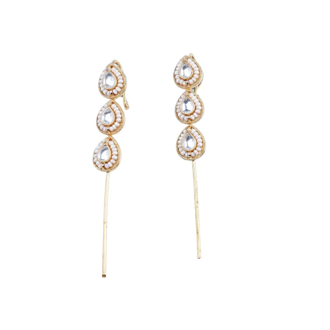 22K gold-plated fashion earcuff front view featuring an elegant design and premium gold-plated finish
