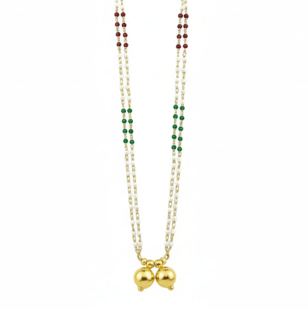 Silver Vatee Mangalsutra | 92.5 Silver | 22K Gold Plated | Multicolor Stones (Made to Order)