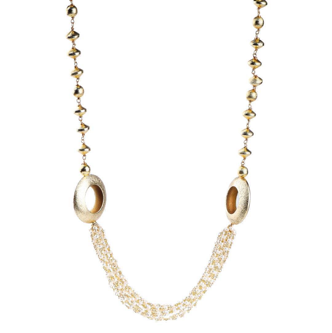 22K Gold-Plated Fashion Necklace front view featuring an elegant design and premium 22K gold-plated finish