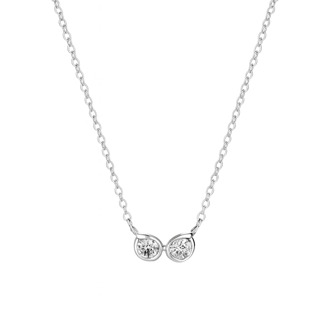 Silver chain with twin CZ dots minimal jewelry for women