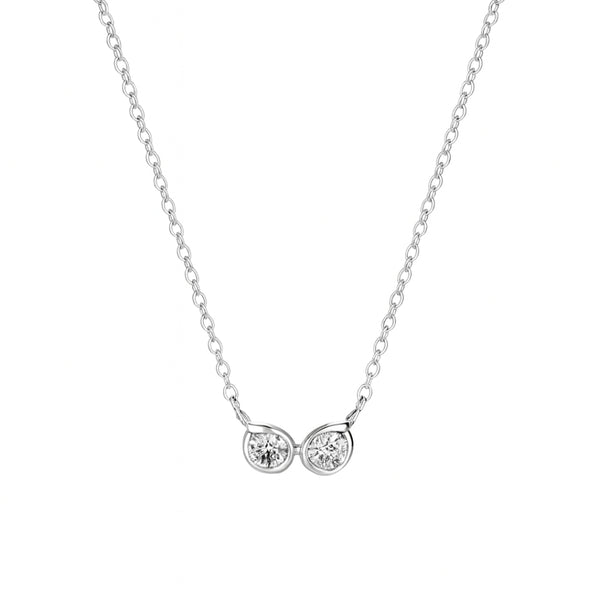Silver chain with twin CZ dots minimal jewelry for women