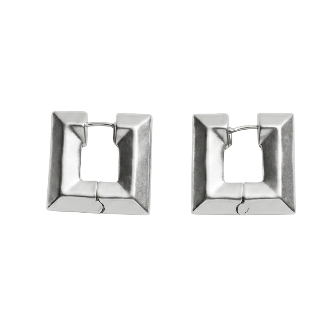 Silver Square Hoops