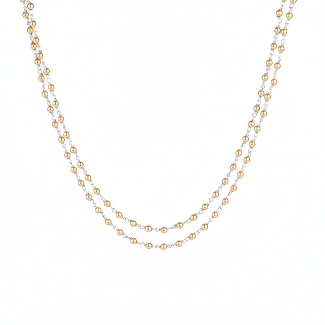 Pearl Two Layer Necklace Golden | 92.5 Silver | 22K Gold Plated