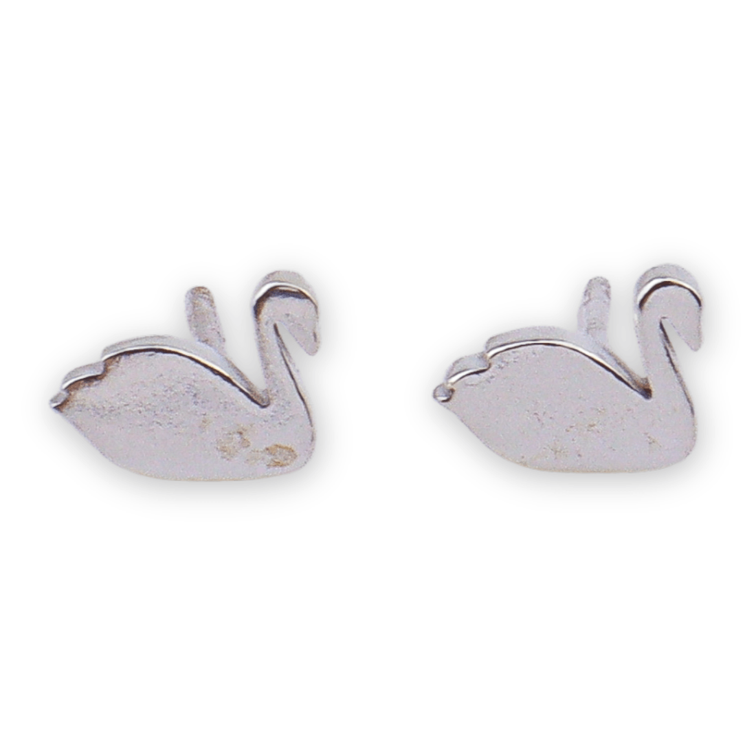 Silver swan stud earrings in sterling silver