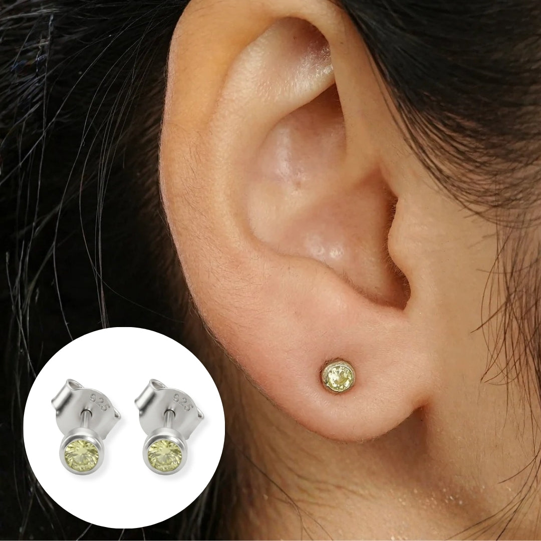 Tiny Yellow CZ Stud