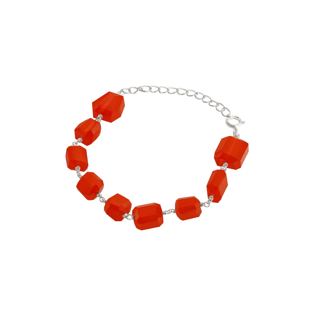 Silver Ganthan Bracelet with Carnelian Stones