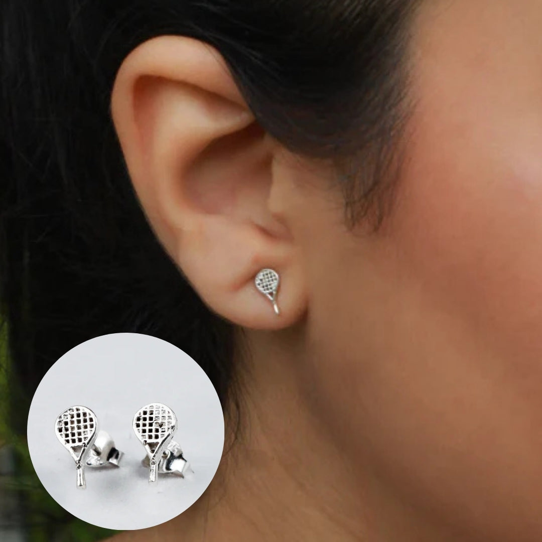 Silver Tennis Racket Stud