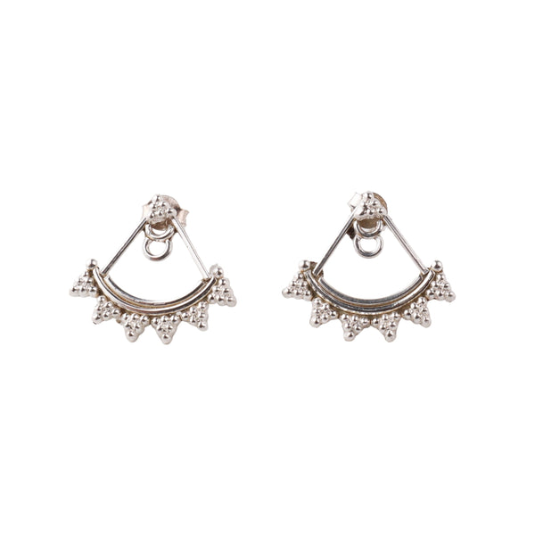 Silver oxidized jacket earrings in 92.5 sterling silver