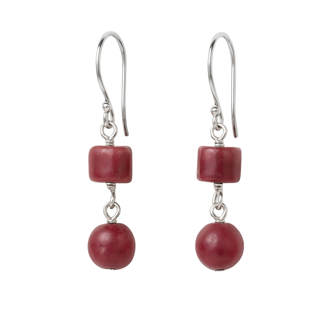 Silver Rhodonite Earring