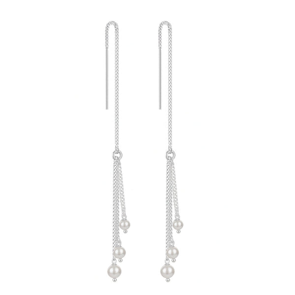 Sui dhaaga three pearl drop earrings in 92.5 sterling silver