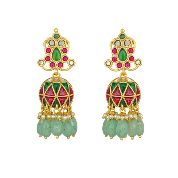 22K gold-plated fashion earring front view featuring an elegant design and premium 22K gold-plated finish