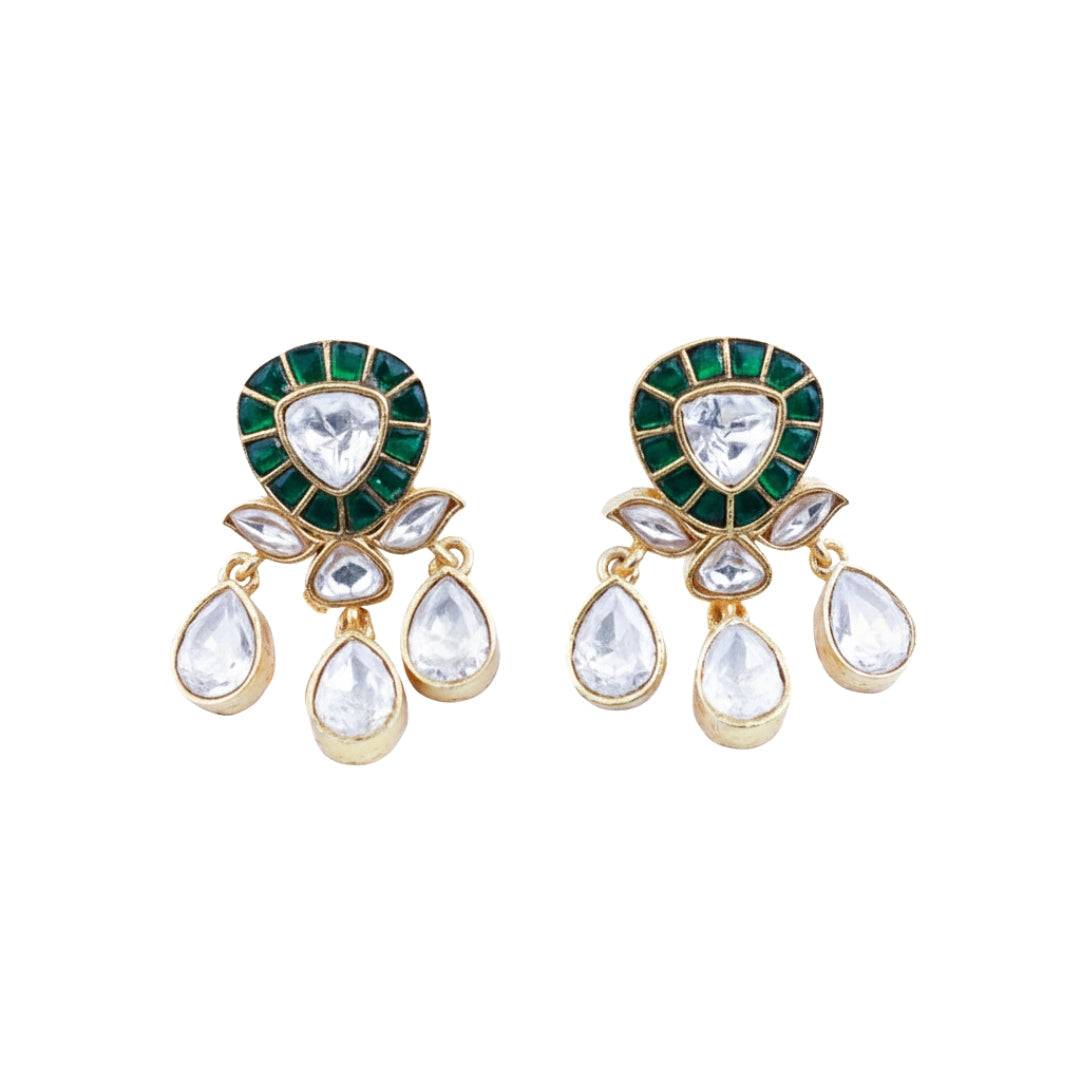22K gold-plated fashion earring front view featuring an elegant design and premium 22K gold-plated finish