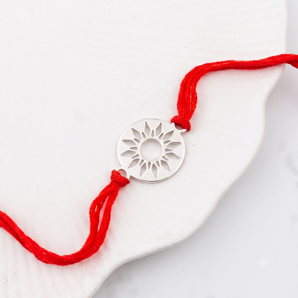 Silver Laser Cut Sun Rakhi
