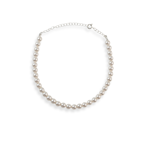 Silver Anklet with 6mm Swarovski Pearl