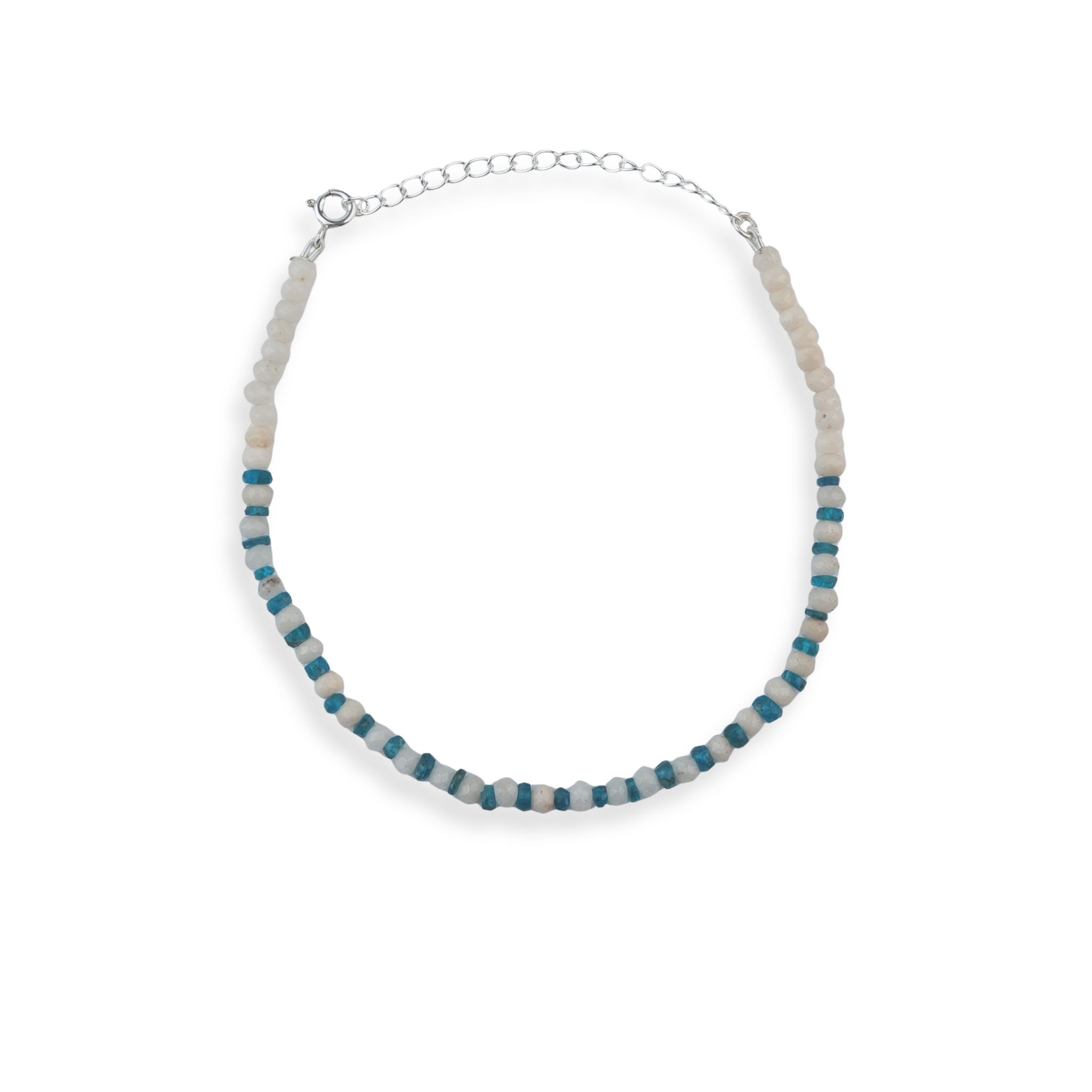 Rhodolite & White Jade Silver Anklet (Project Handmade)