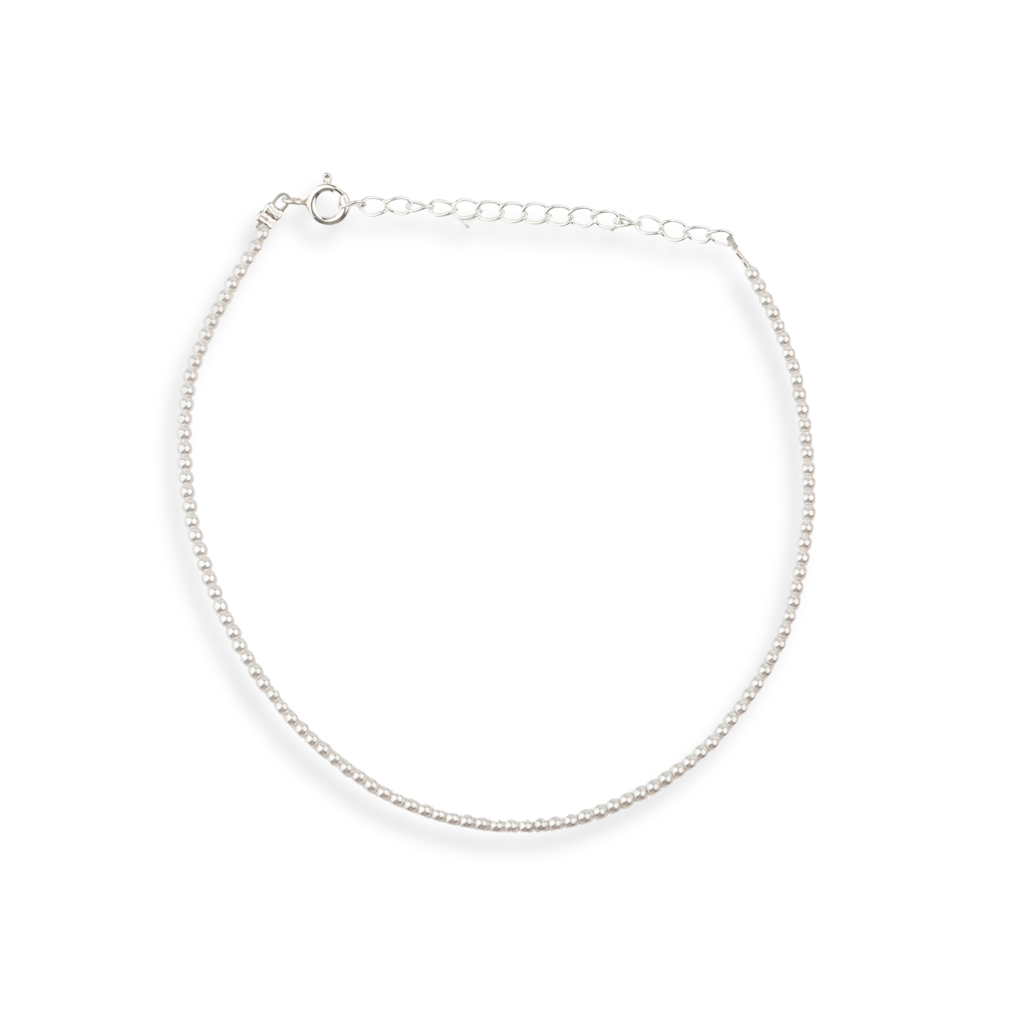 Silver Anklet with 2mm Swarovski Pearl