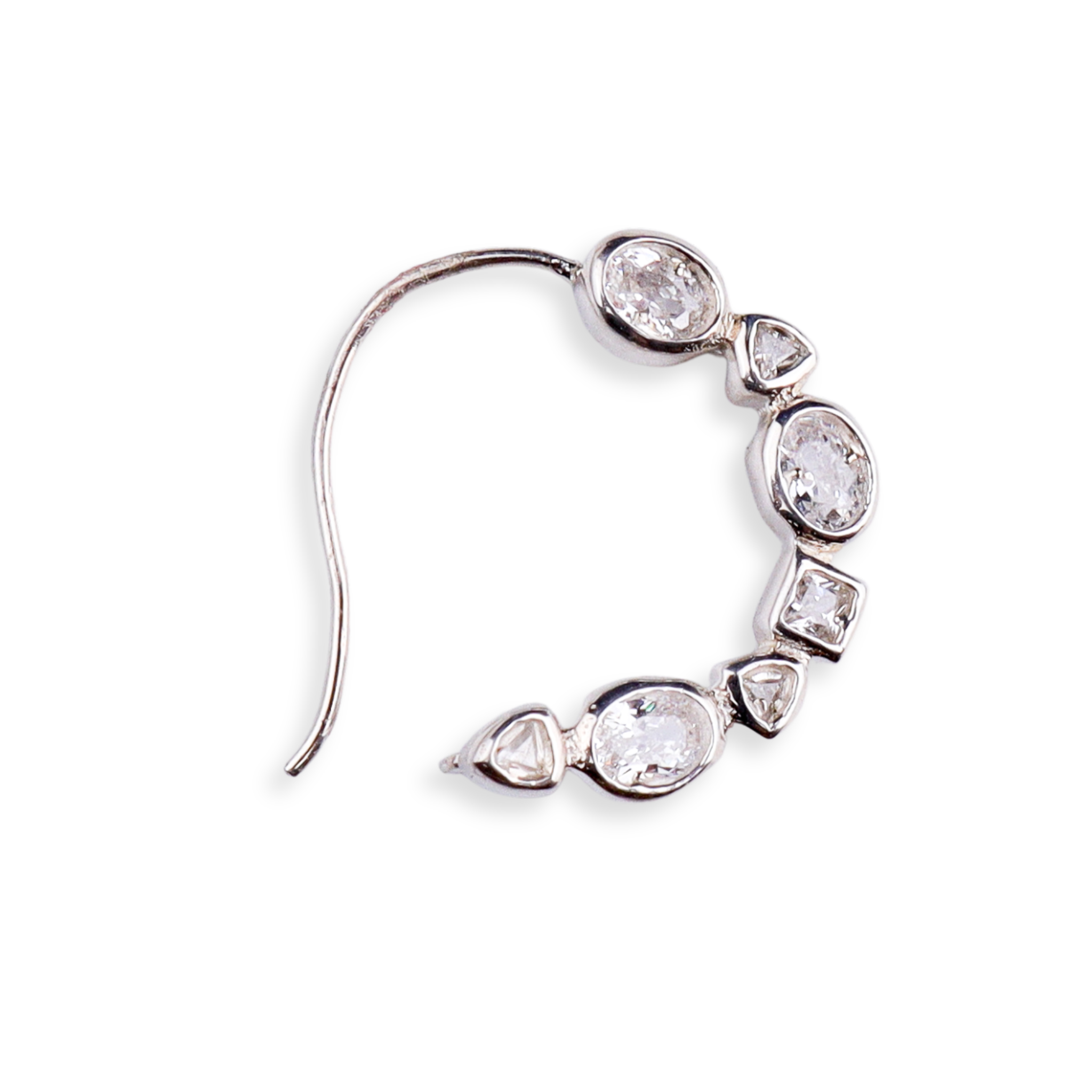 Silver CZ Nath Stones (Left, Pierced) | 92.5 Silver