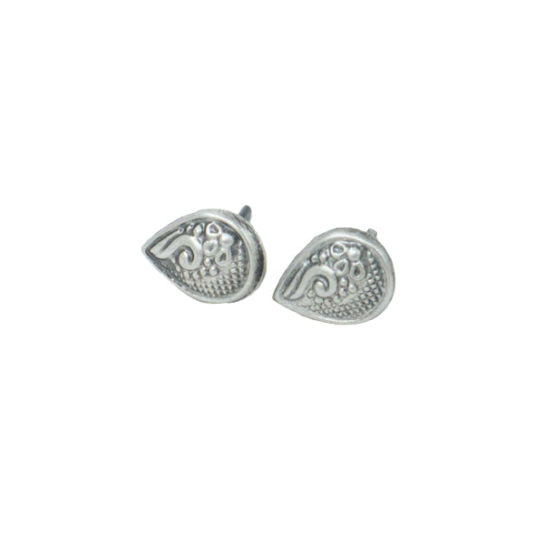 Silver Drop Nakshi Stud| 92.5 Silver