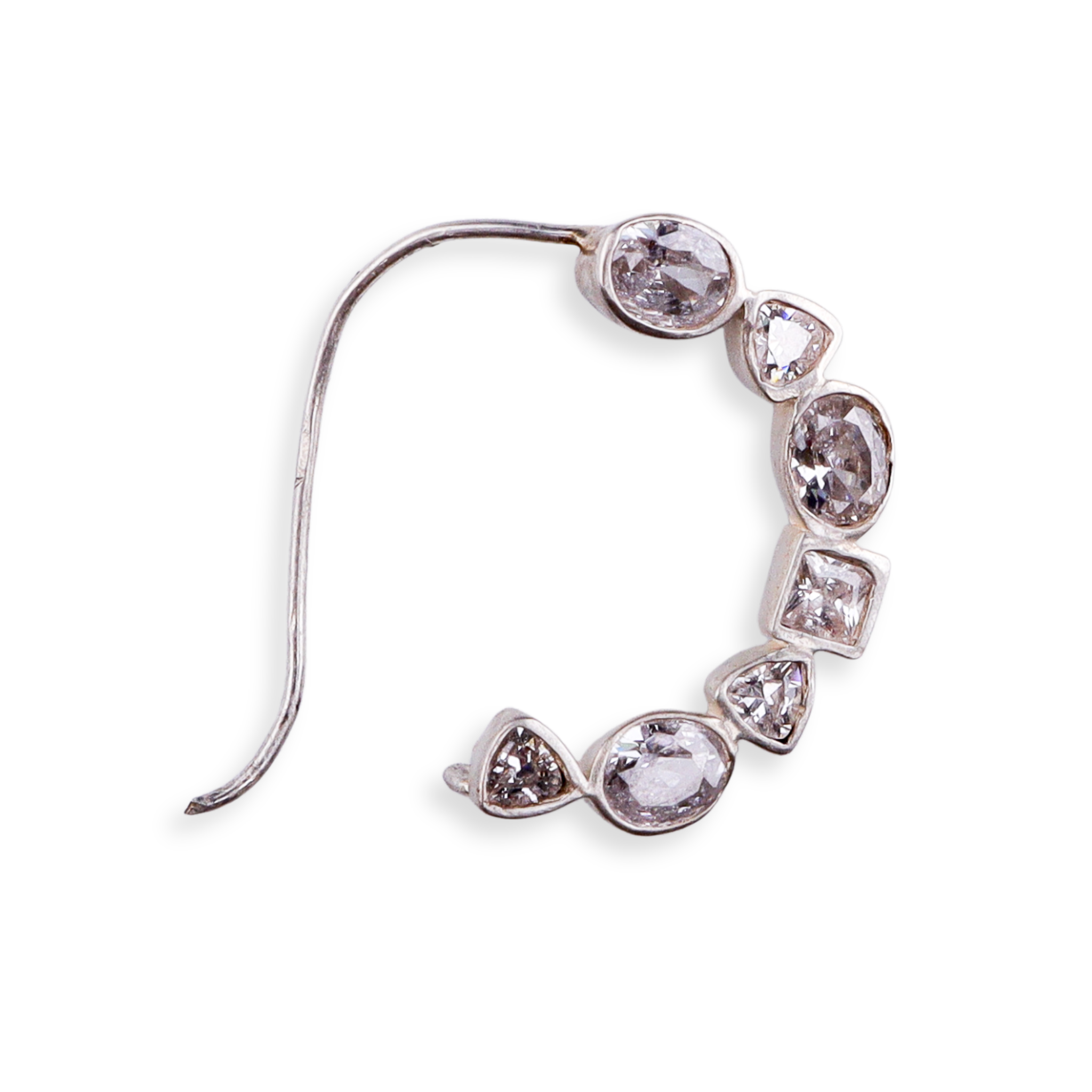 Silver Small Nath Stones | CZ | 92.5 Silver | (Left, Pierced)