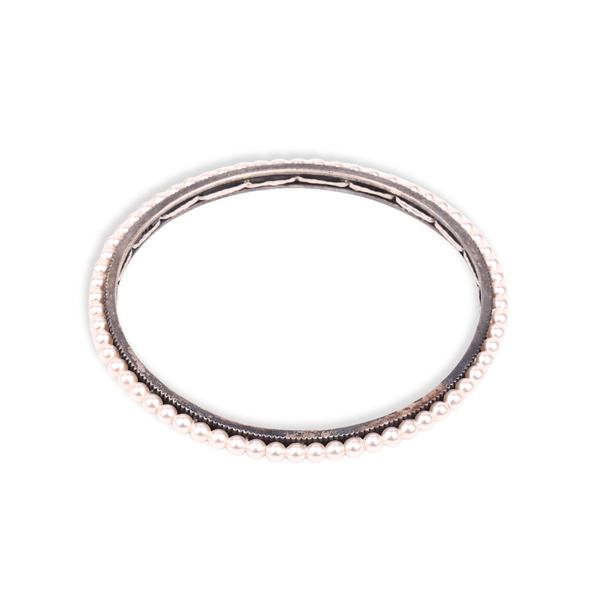 Oxidised Silver Pearl Bangle