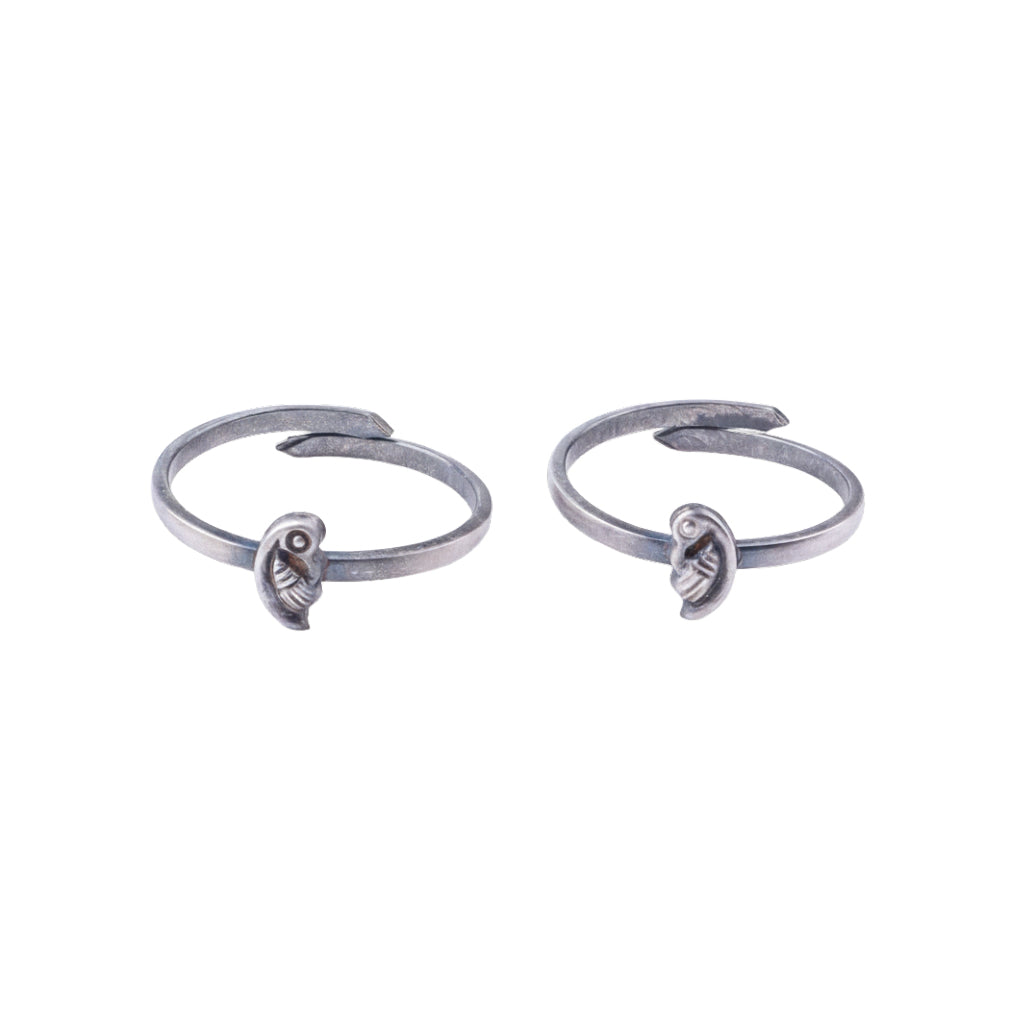 Tiny Silver Adjustable Peacock Toe Ring