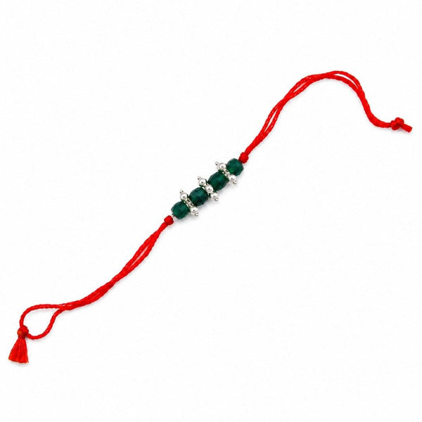 Green Onyx & Pearl Bunch Rakhi in 92.5 sterling silver