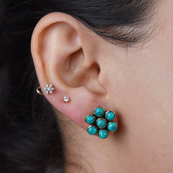 Model wearing Brass Fashion Earrings for a stylish and contemporary fashion jewellery look