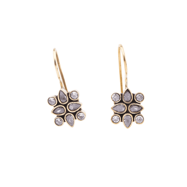 Brass fashion earrings, front view featuring a stylish design and premium brass finish
