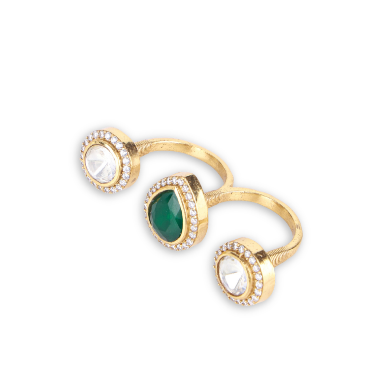 22K Gold Plated Fashion Two Finger Ring