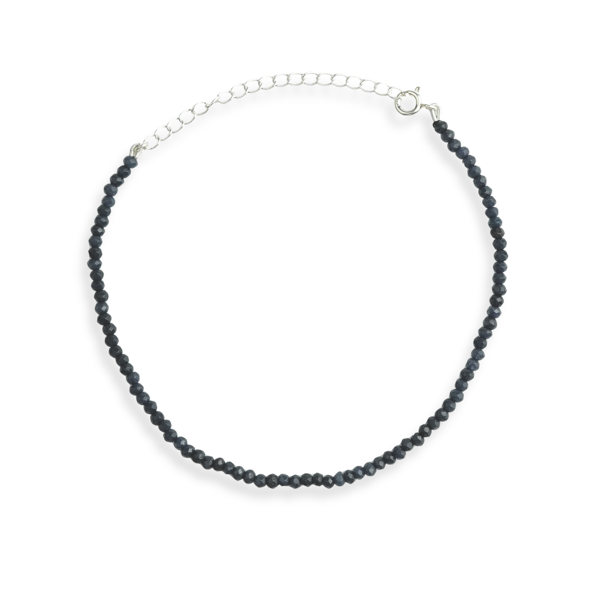 Blue Jade Silver Anklet (Project Handmade)