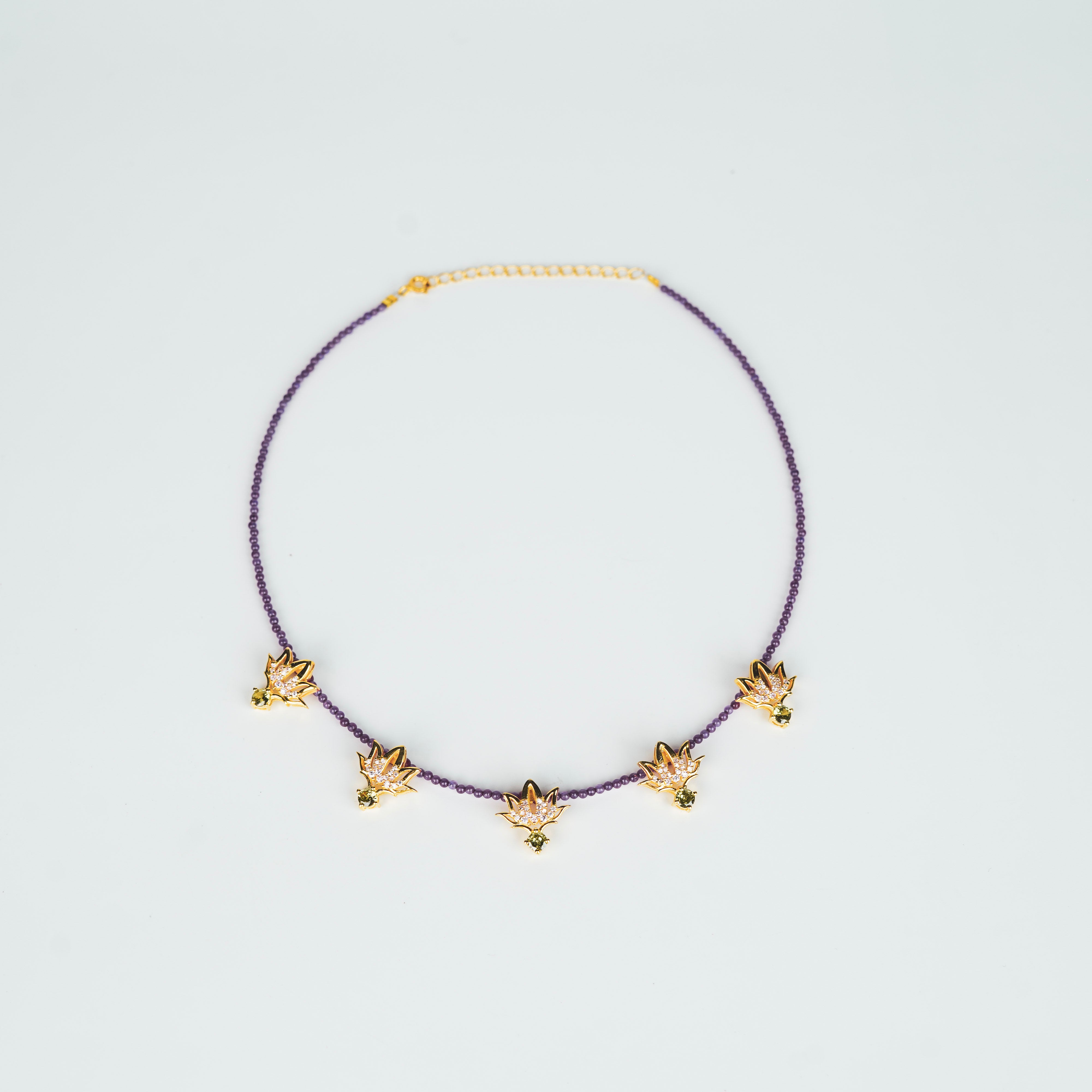 Lotus CZ Pendant Necklace with Ruby | 92.5 Silver | 22K Gold Plated