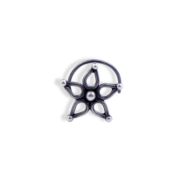 Handmade Silver Flower Nosepin (Pierced) - 5 Petals