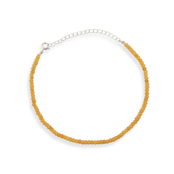 Yellow Jade Silver Anklet (Project Handmade)