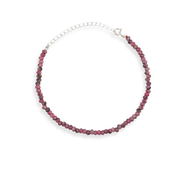Pink Jade Silver Anklet (Project Handmade)