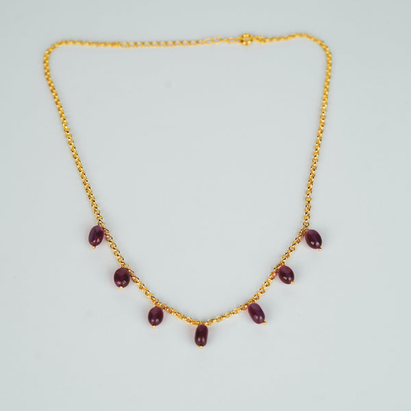 Gold chain with ruby beads for jewelry