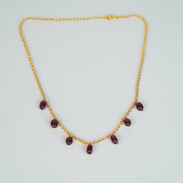 Gold chain with ruby beads for jewelry