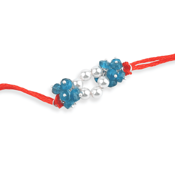 Rhodolite & Pearl Handmade Silver Rakhi