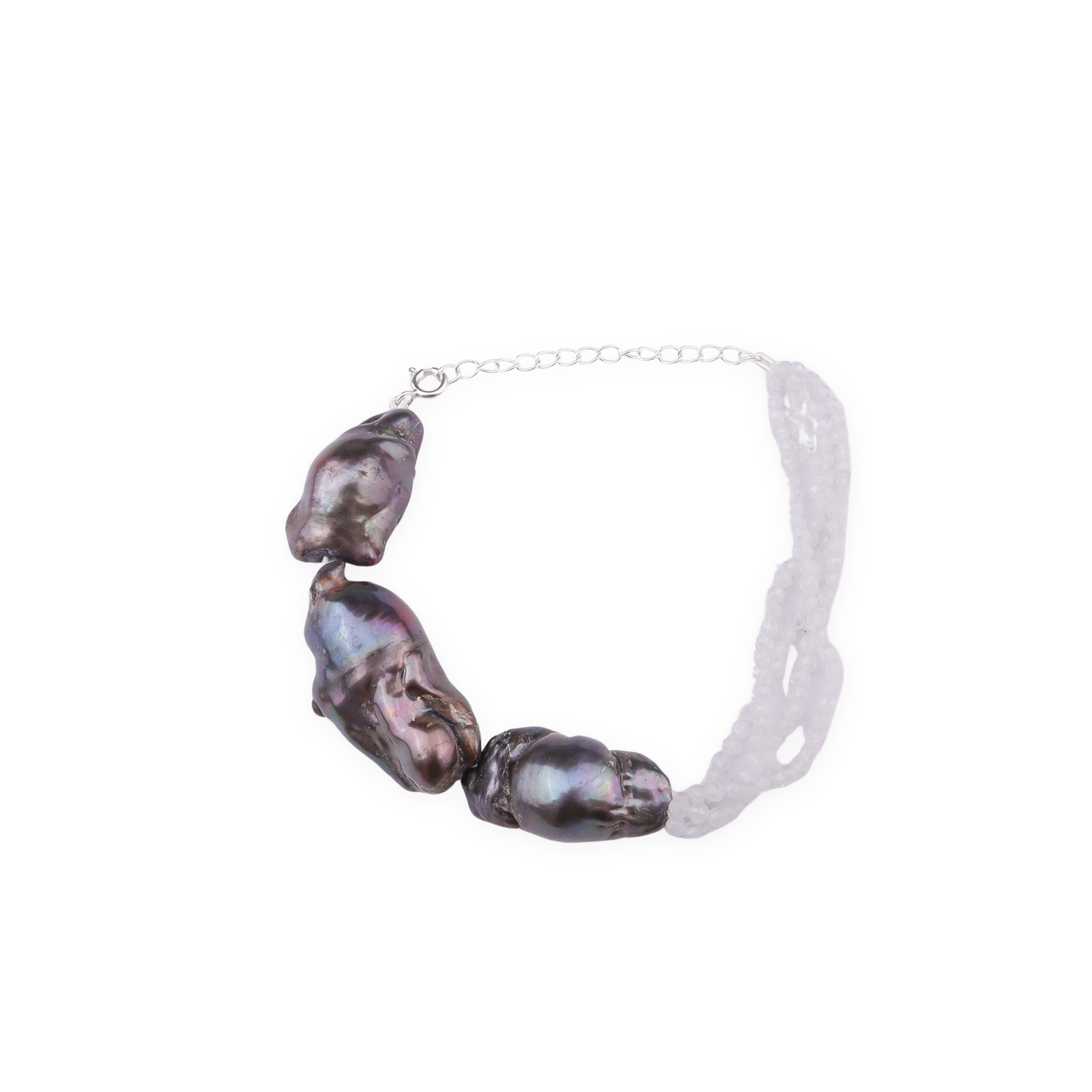 Half & Half Bracelet - Semiprecious Stones & Baroque Pearls