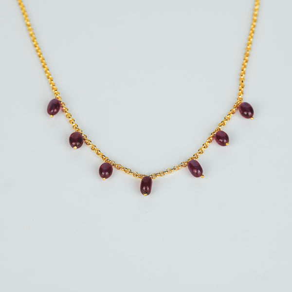Gold chain with ruby beads for jewelry