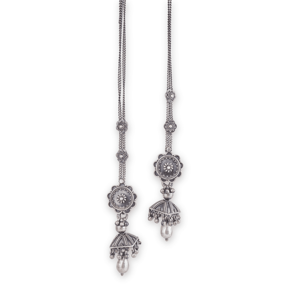 Antique Silver Earrings: front view in 92.5 sterling silver with a vintage-inspired antique finish