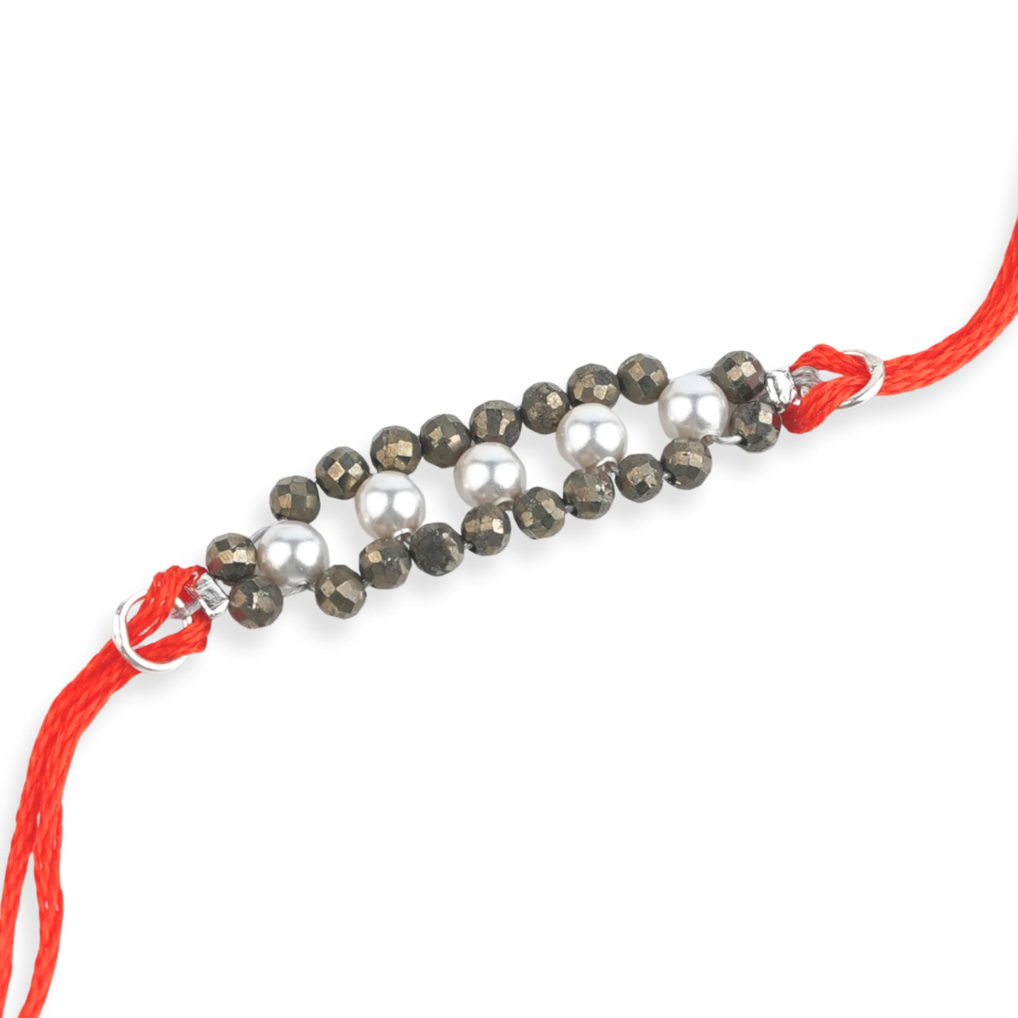 Pyrite & Pearl Handmade Silver Rakhi