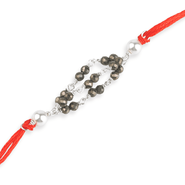 Pyrite & Pearl Handmade Silver Rakhi