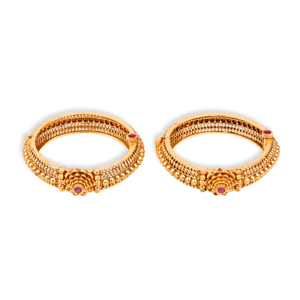 22K Gold Plated Fashion Gulab Tode (Pair)