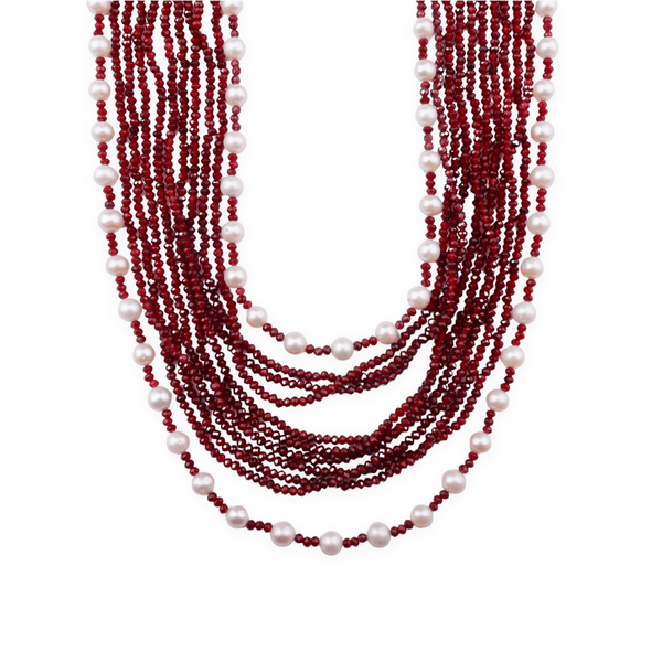 Luxe Necklace Fresh Water Pearls & Brown Jade 92.5 Silver