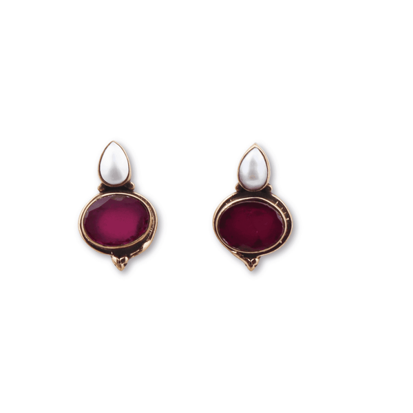 Brass fashion earrings, front view featuring a stylish design and premium brass finish